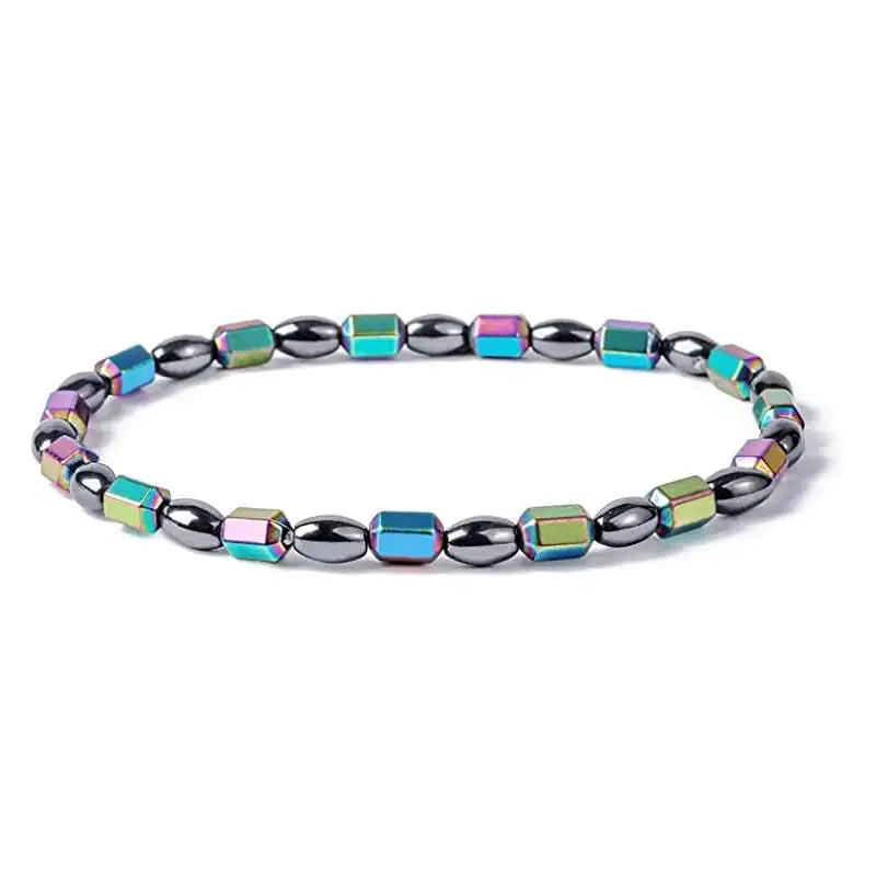 1/2/4/6Pcs Hematite Ankle Bracelet Colorful Elastic Anklet Bohemian Summer Beach Clothing Accessories Energy Hematite Jewelry