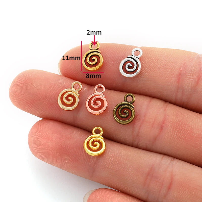 40pcs 6Color Swirl Charms Alloy Metal Pendants For DIY Handmade Jewelry Accessories Making 8*11mm B206