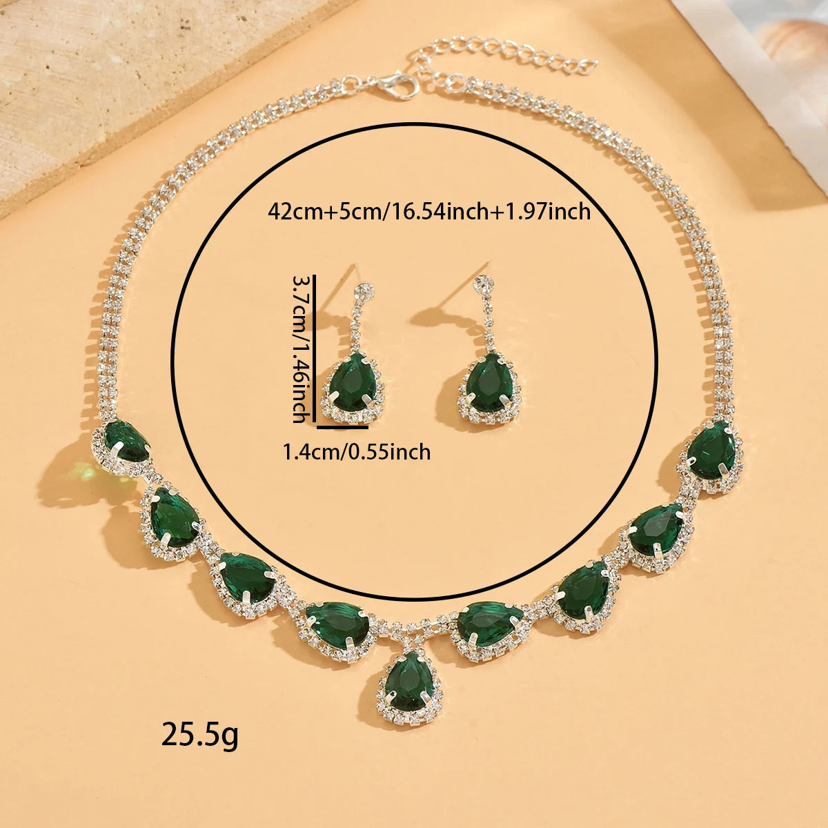 3PC/set Women's Fashion Copper Claw Chain Series Water Drop Necklace Earrings Jewelry Set Wedding Banquet Party Holiday Gift