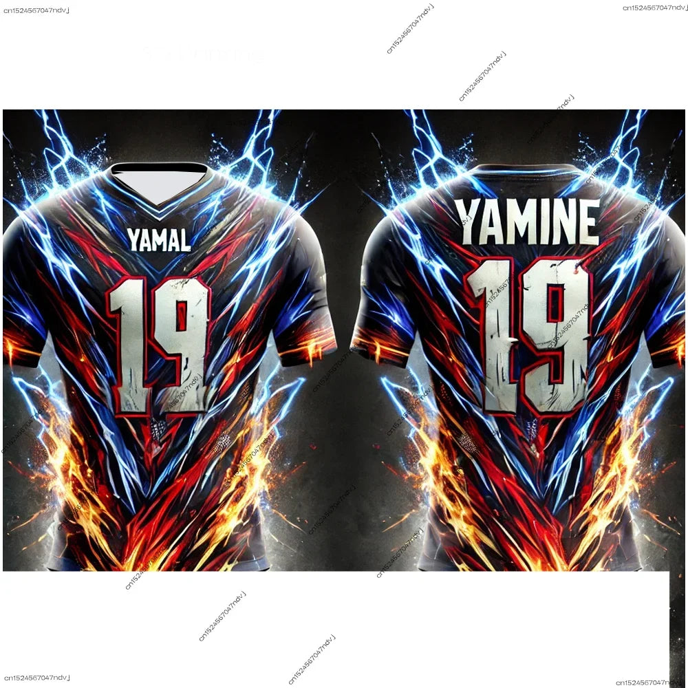 2025 Spanish Football Uniform Summer Yamal Men's No. 19 Football Uniform Breathable Sports T-shirt for Adults and Children