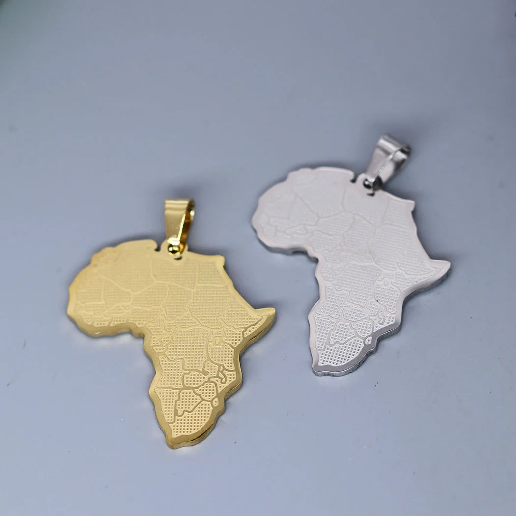 2Pcs/lot Creative Africa Map African Charm For Necklace Bracelets Jewelry Crafts Making Findings Handmade Stainless Steel Charm