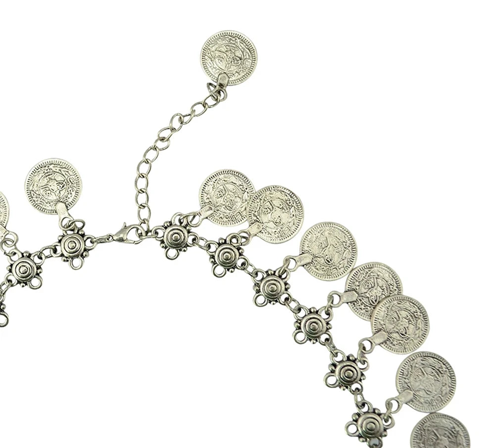 Vintage Gypsy Tribal Boho Ethnic Coins Tassel Choker Necklace for Women Summer Beach Party Dance Collares Afghan Indian Jewelry