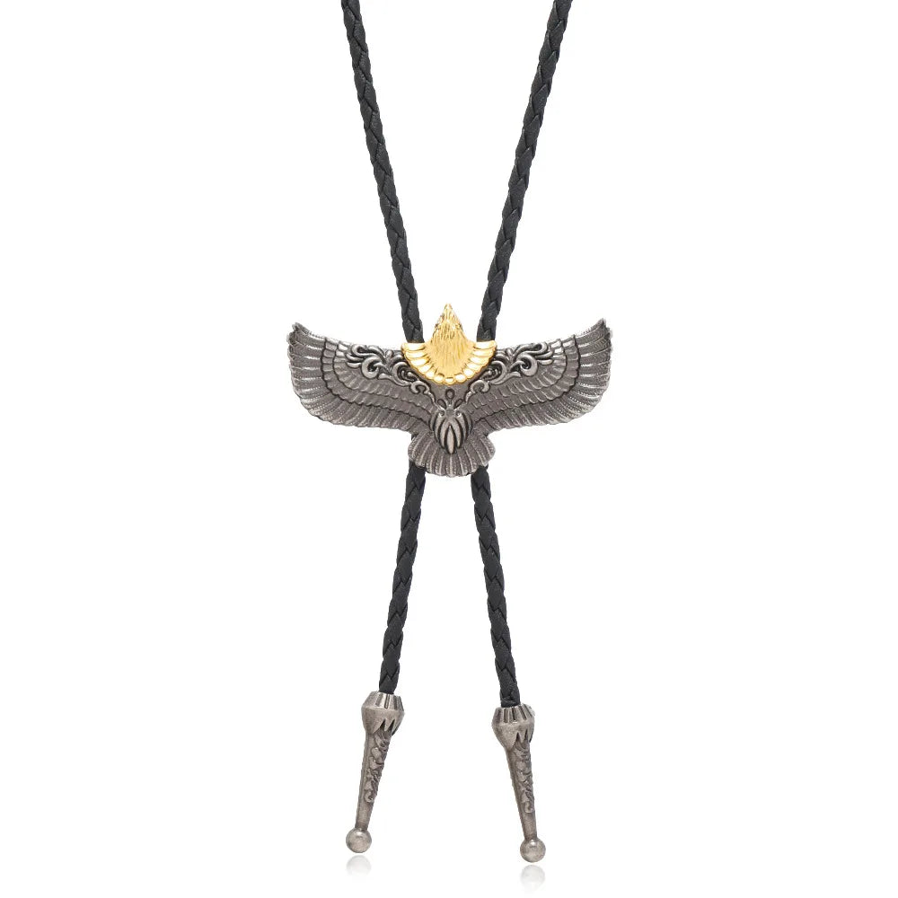 Vintage Cowboy Jazz Hat Alloy mens bolo tie Men Women Leather Rope Long Necklace Sweater Chain shirts Bolo Tie Men Accessories