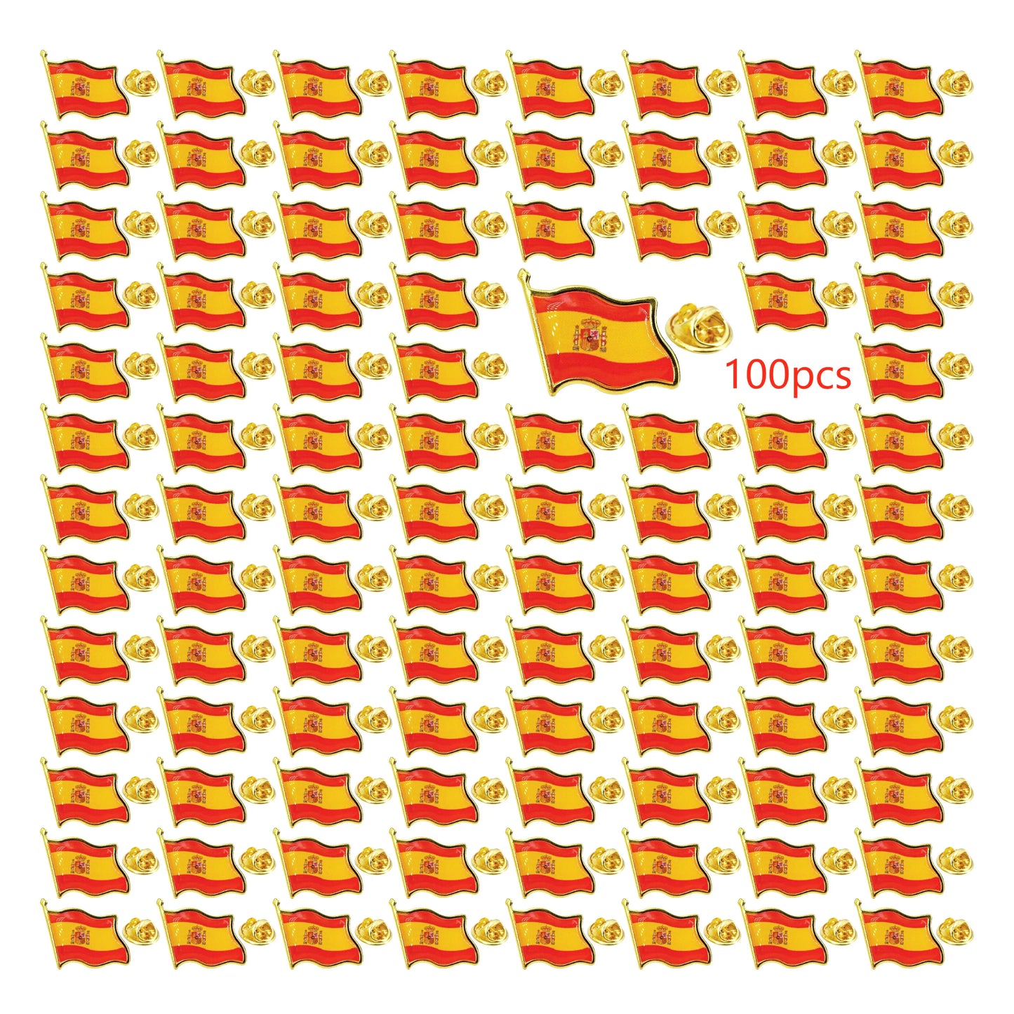 Spain Flag Lapel Pin -Country Flag Patriotic Brooch Bulk Pack of Pins for Hat, Tie, Clothes, Backpack