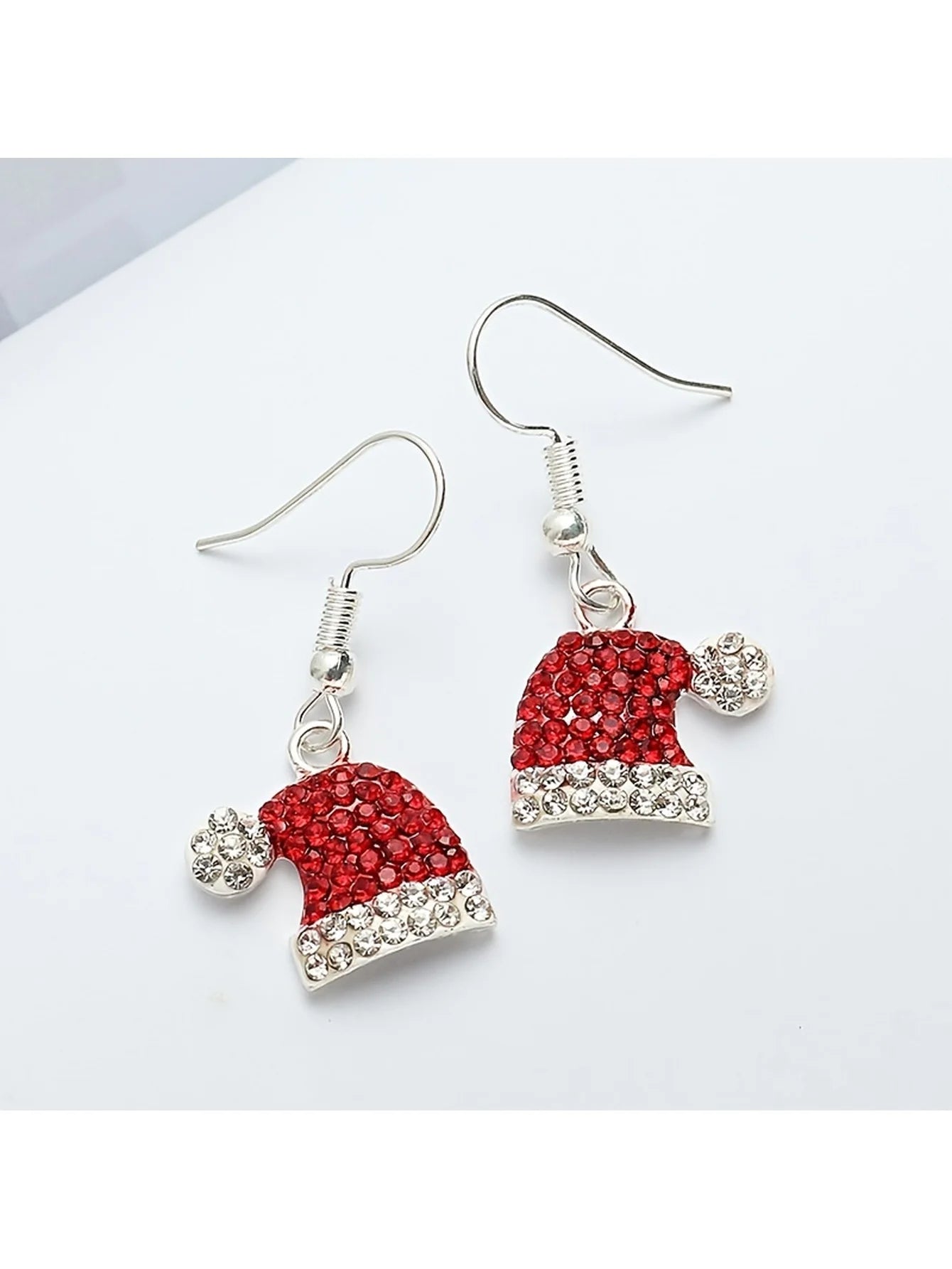 1 Pair Women's Cute Christmas Hat Earrings with Deer Christmas Hat Synthetic Zirconia Stud Earrings Christmas Ornament Gift