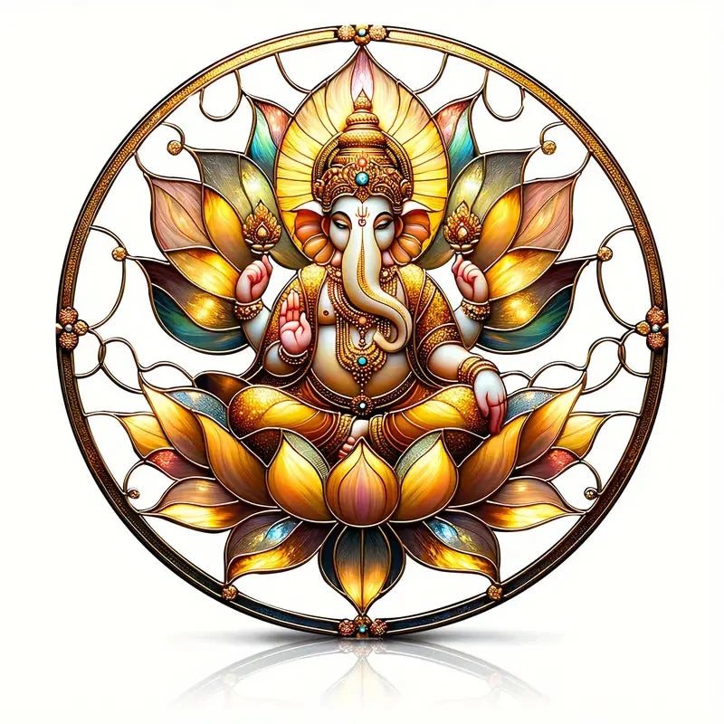 Vibrant Ganesha-The God of Wisdom Suncatcher,2D Round Translucent Hanging,home,room,Hinduism Religious Occasions&Festive Decor