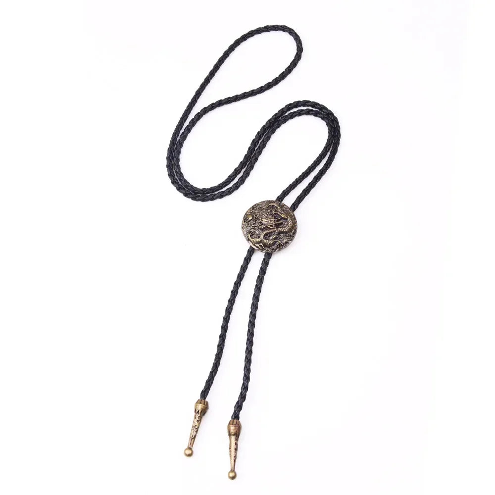 Vintage Cowboy Jazz Hat Alloy mens bolo tie Men Women Leather Rope Long Necklace Sweater Chain shirts Bolo Tie Men Accessories