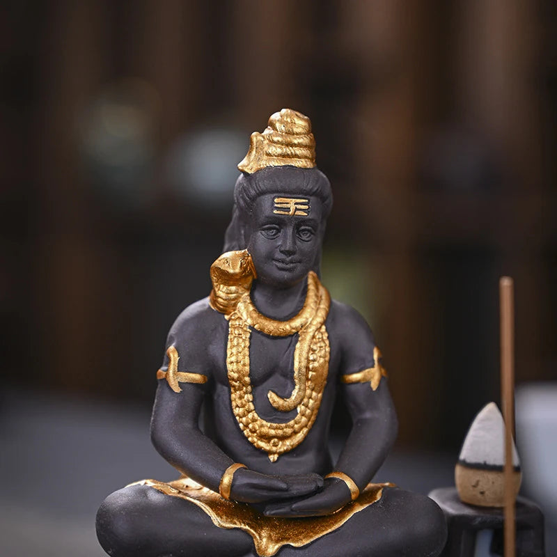 1pc Aromatherapy Stove Home Decoration Purple Sand Crafts Ornament Creative Shiva Buddha Statue Backflow