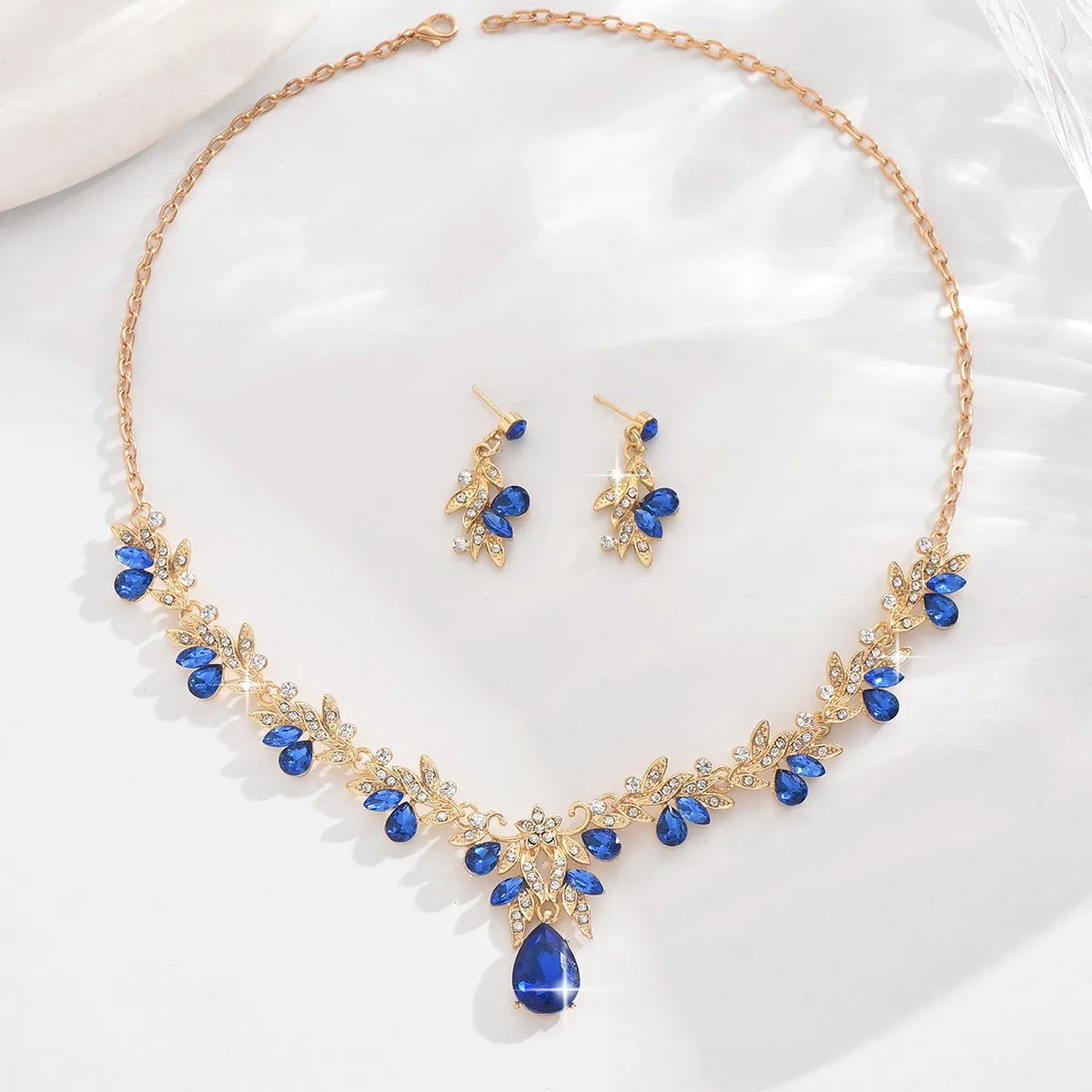 3pcs New Fashion Necklace Sets for Women Waterdrop Collar Choker Necklace Earring Jewelry Set for Prom Birthday Bridal Wedding
