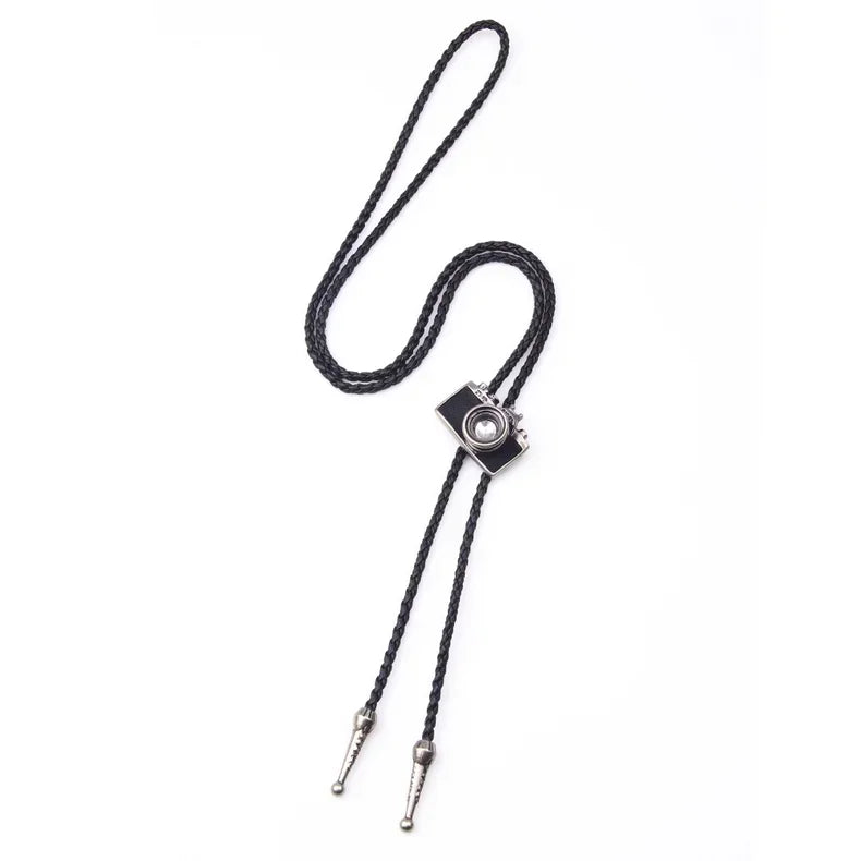 Vintage Cowboy Jazz Hat Alloy mens bolo tie Men Women Leather Rope Long Necklace Sweater Chain shirts Bolo Tie Men Accessories