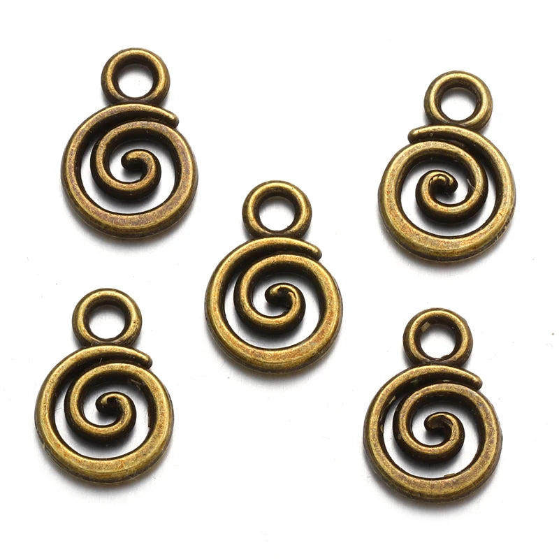 40pcs 6Color Swirl Charms Alloy Metal Pendants For DIY Handmade Jewelry Accessories Making 8*11mm B206
