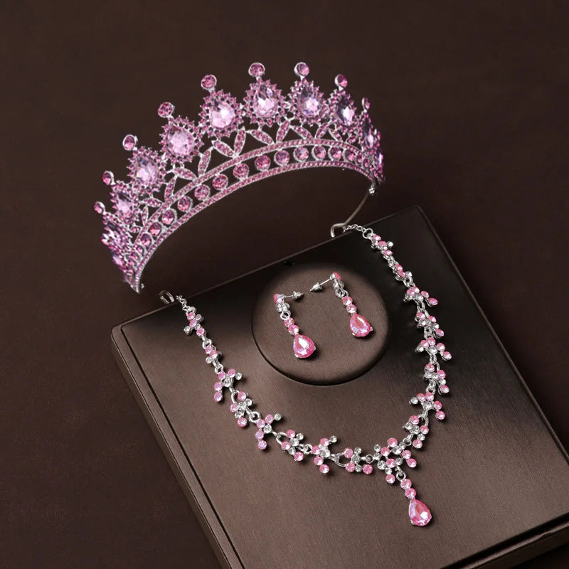 4 Pcs/Set Baroque Rhinestone Bridal Jewelry Set for Brides Wedding Headpieces Ladies Event Evening Ball Accessories