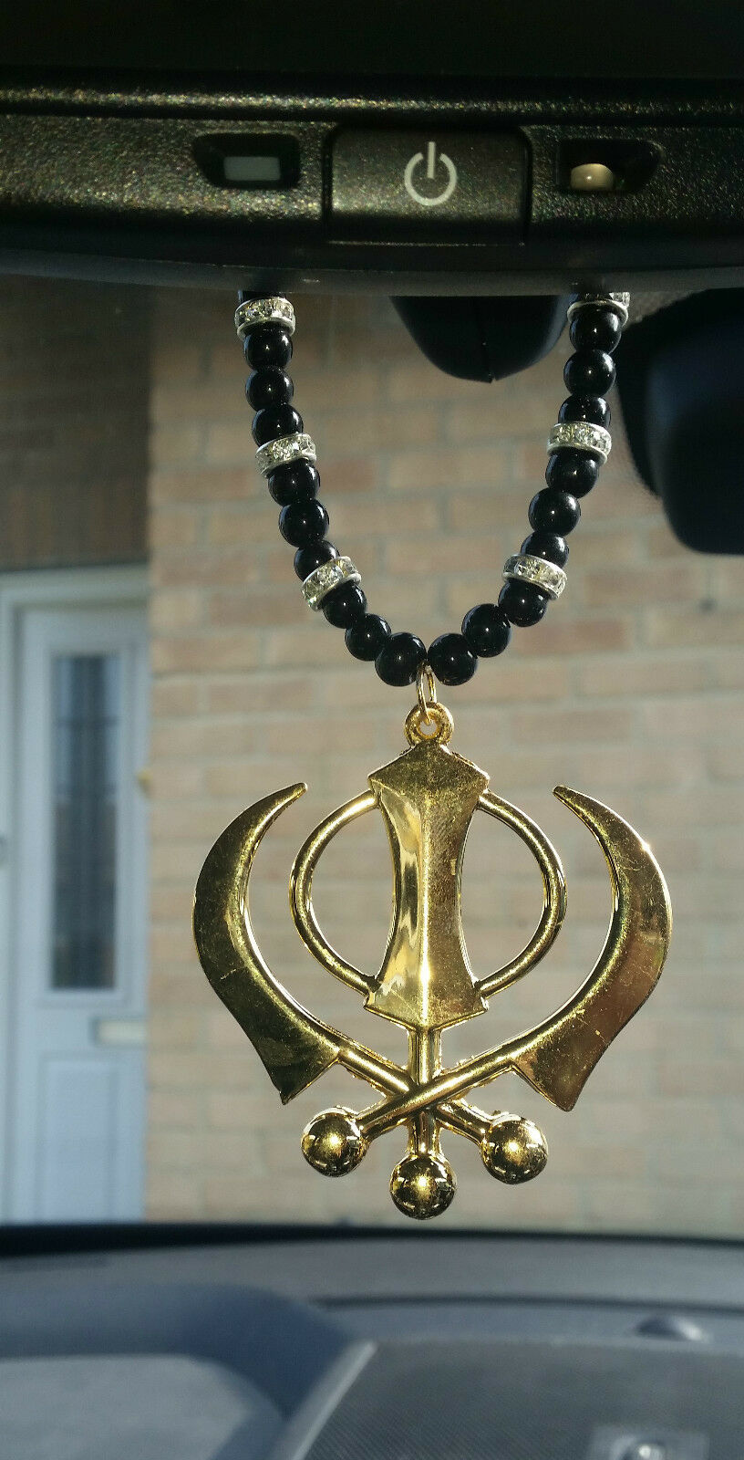 Gold Plated Punjabi Sikh Large Khanda Pendant Car Hanging without stones OS514