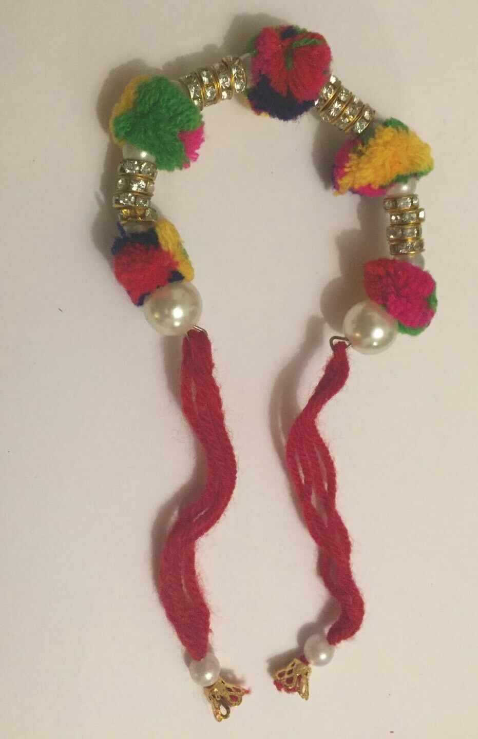 Lucky Hindu Multi Colour Pom Pom Stunning Stones Bracelet Protection Amulet E3