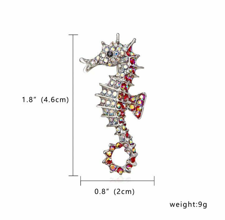 Stunning Diamonte Silver Plated Vintage Look Seahorse Christmas Brooch Cake PIN
