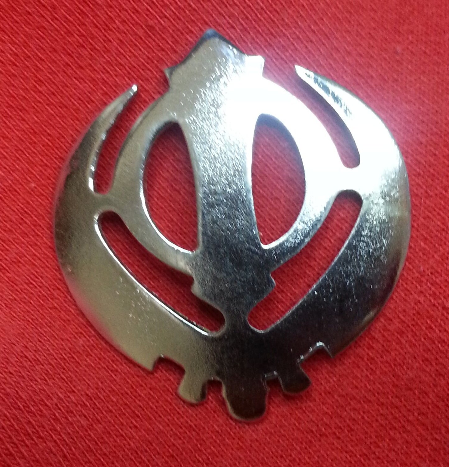 Stunning Chrome Plated Steel SIkh Khanda Brooch Pin for Singh Turban Patka GIFT