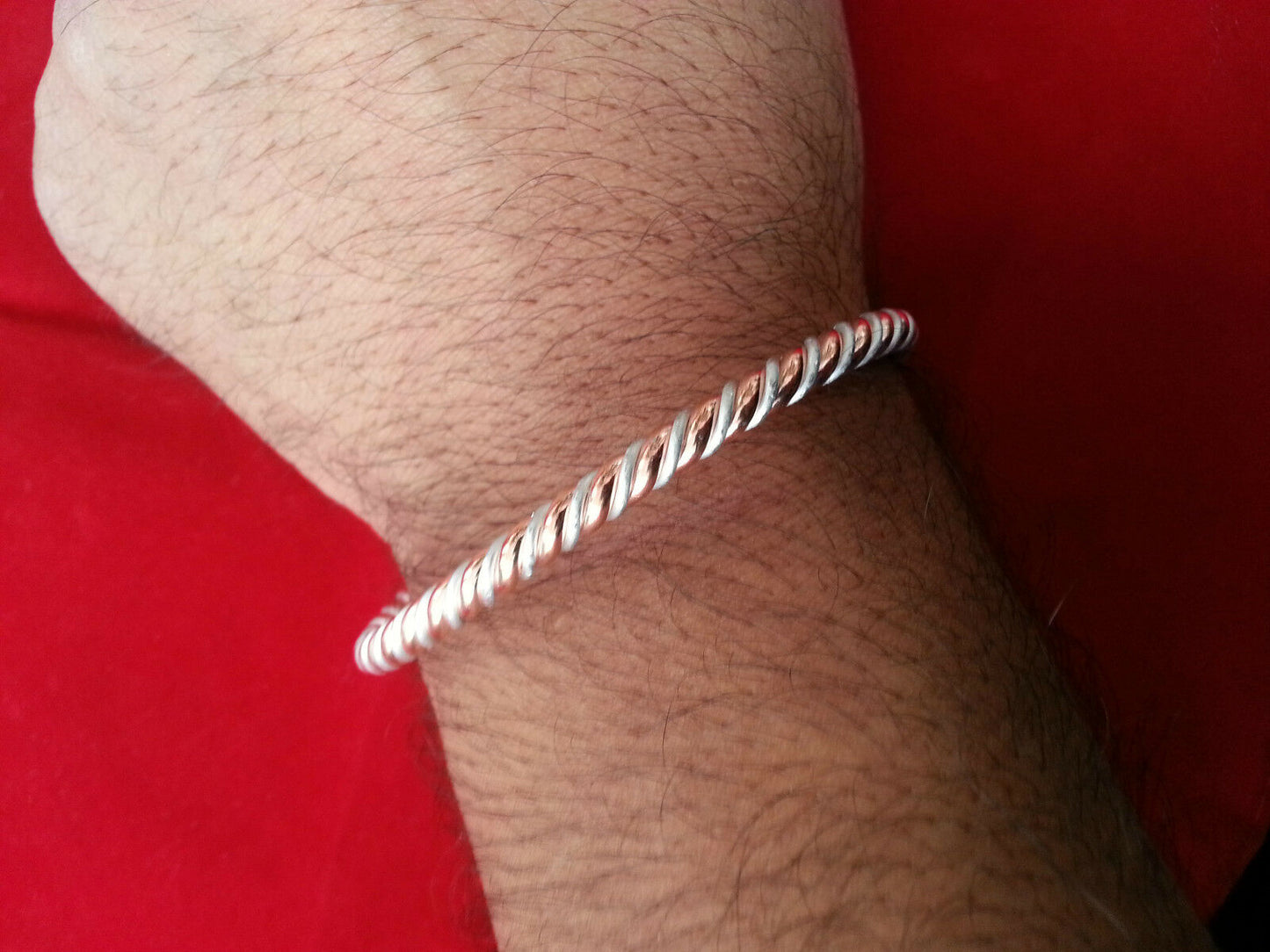 Asht Dhatu Kara Bangle Copper Adjustable Twisted Rope Style Hindu Sikh healing