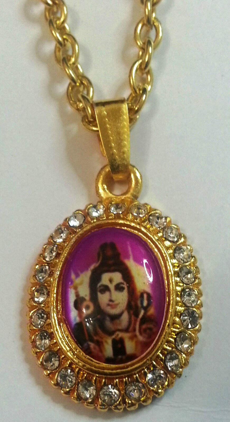 Small Gold Plated Hindu Religious Pendants - Shivji Mahadev Jai Maa Sherawali