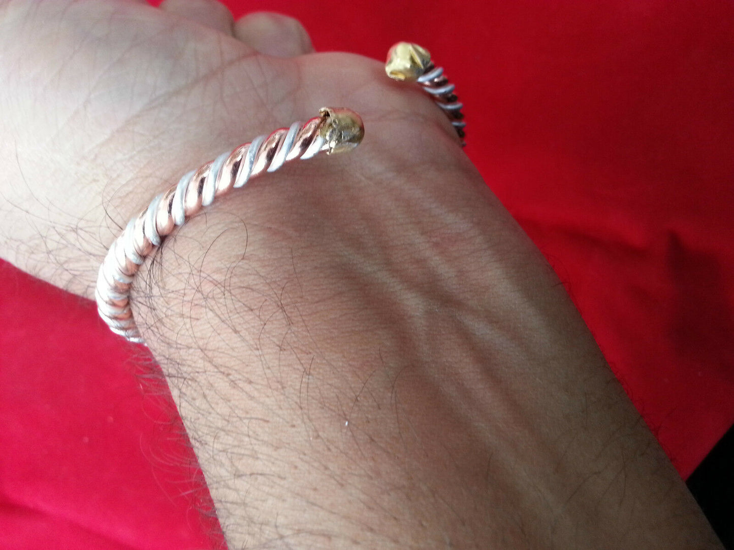 Asht Dhatu Kara Bangle Copper Adjustable Twisted Rope Style Hindu Sikh healing