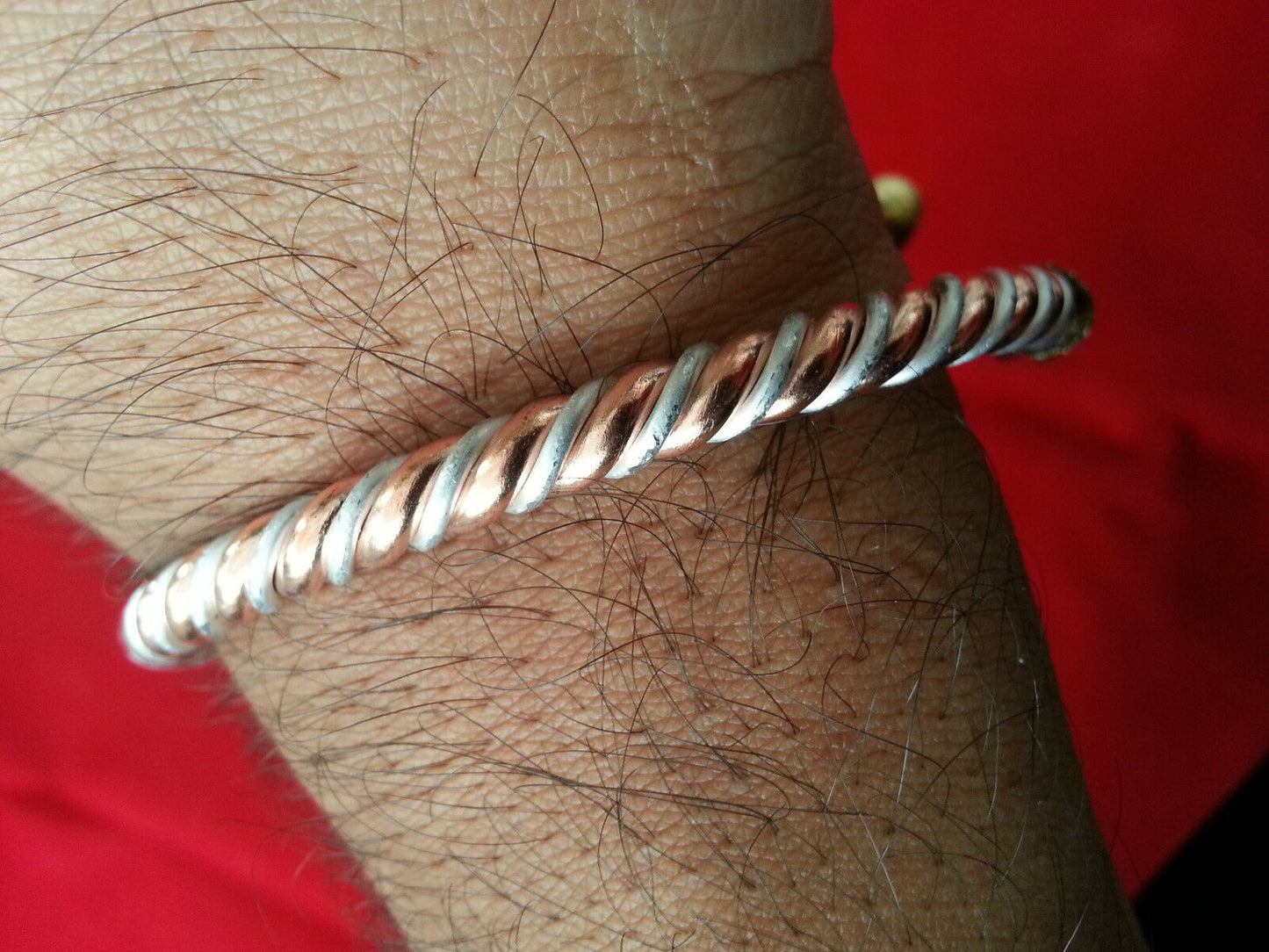 Asht Dhatu Kara Bangle Copper Adjustable Twisted Rope Style Hindu Sikh healing