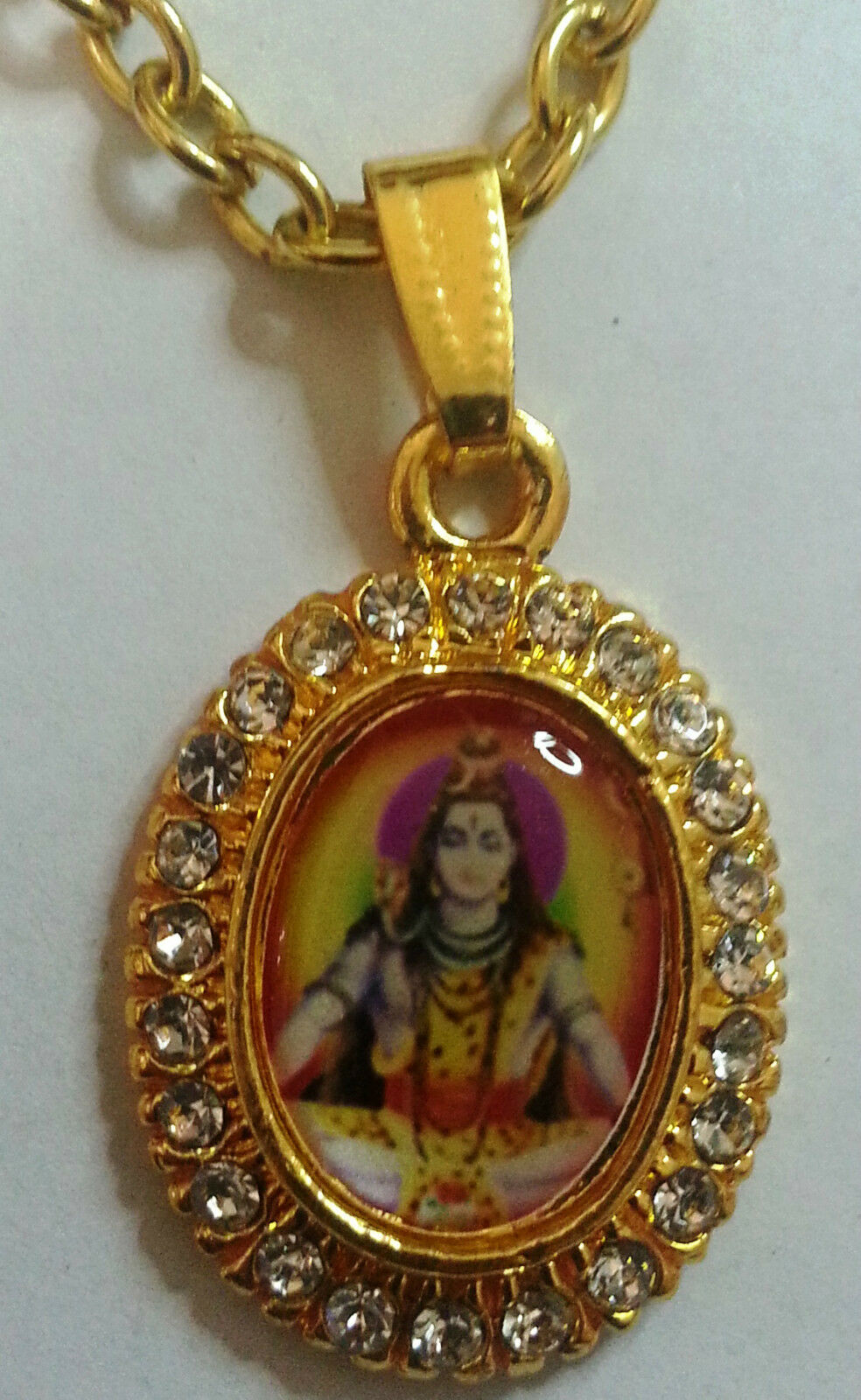 Small Gold Plated Hindu Religious Pendants - Shivji Mahadev Jai Maa Sherawali