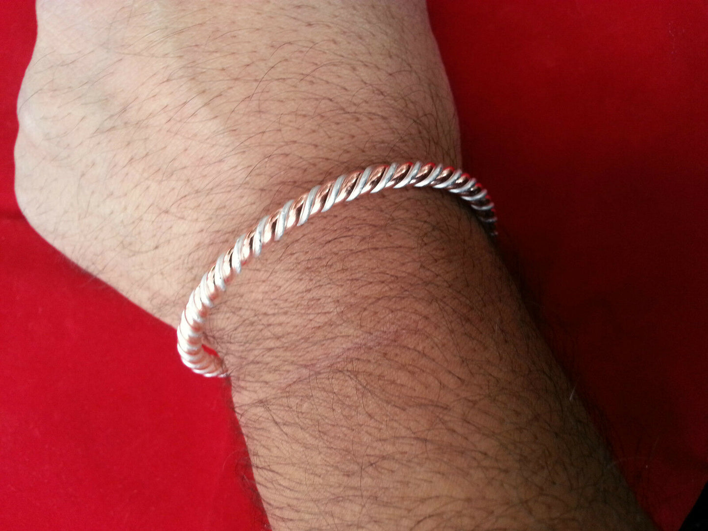 Asht Dhatu Kara Bangle Copper Adjustable Twisted Rope Style Hindu Sikh healing