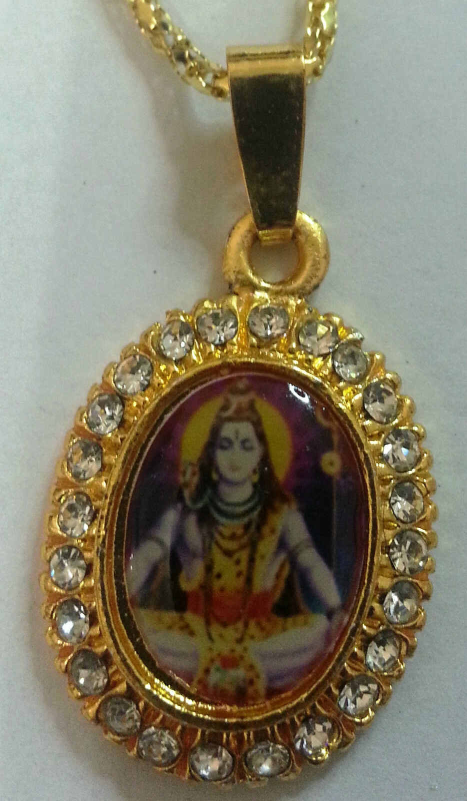 Small Gold Plated Hindu Religious Pendants - Shivji Mahadev Jai Maa Sherawali