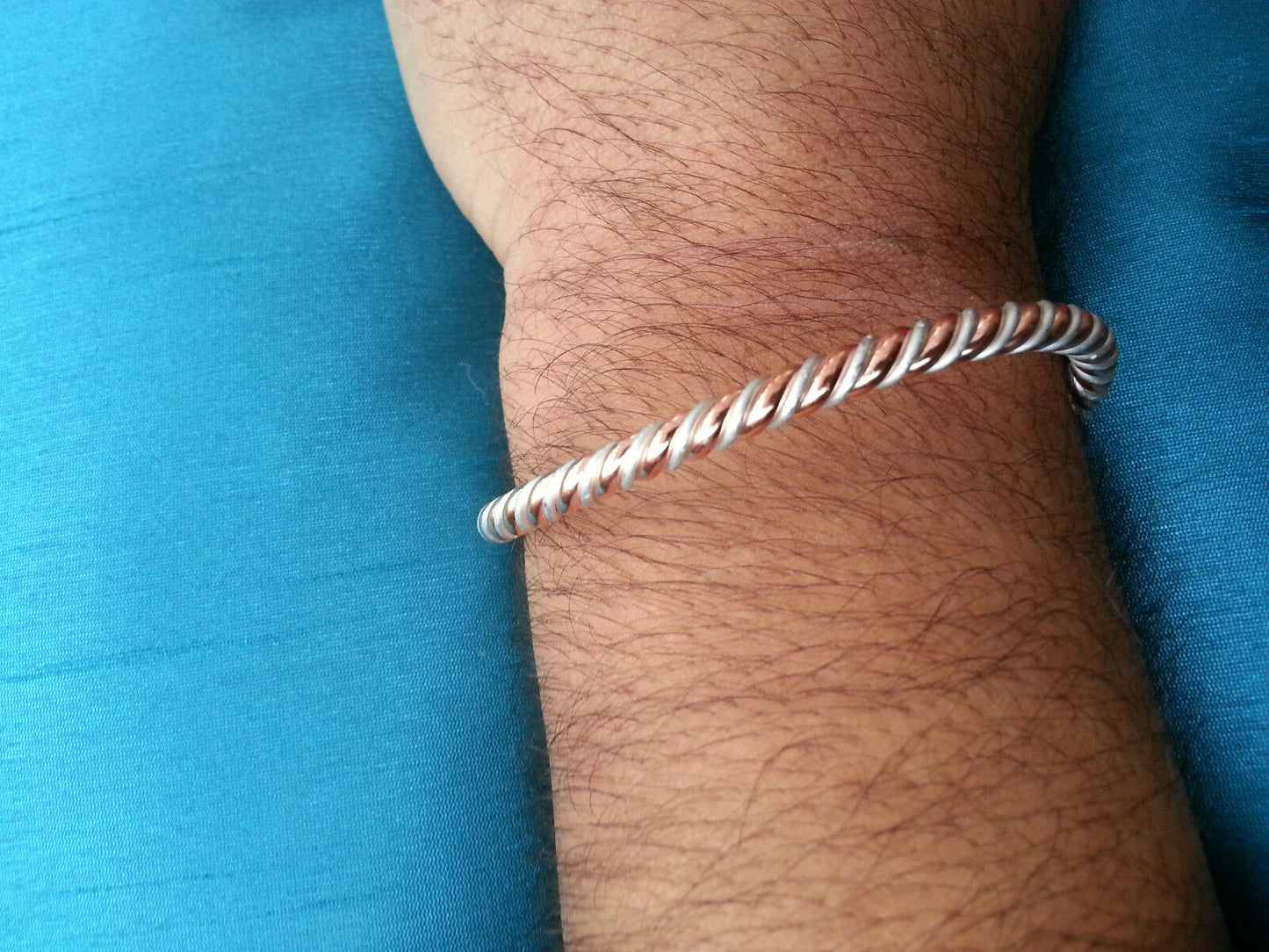 Asht Dhatu Kara Bangle Copper Adjustable Twisted Rope Style Hindu Sikh healing