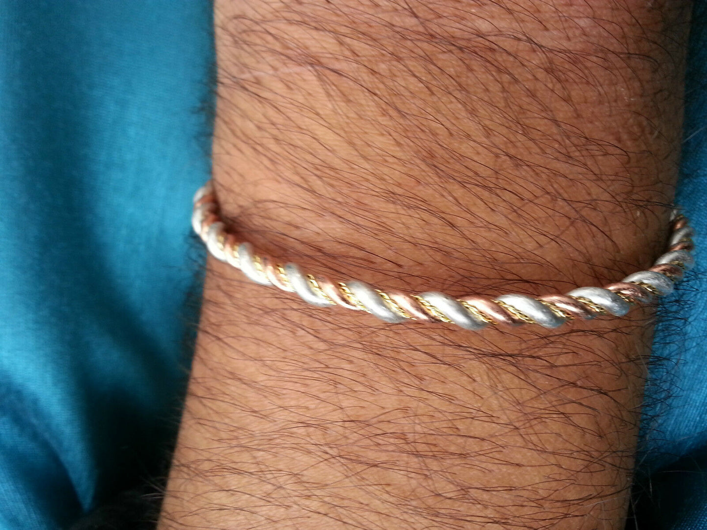 Asht Dhatu Kara Bangle Copper Adjustable Twisted Rope Style Hindu Sikh healing