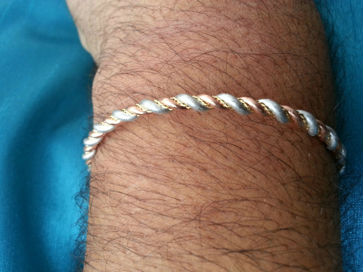 Asht Dhatu Kara Bangle Copper Adjustable Twisted Rope Style Hindu Sikh healing