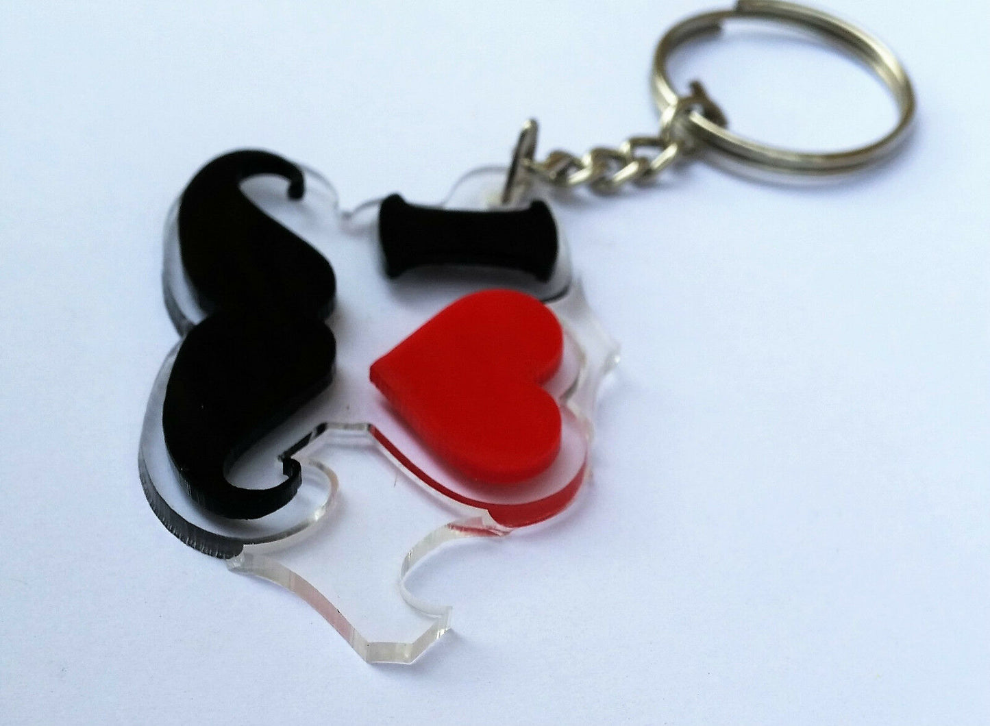 Hindu SIKH Punjabi Word I LOVE MOUSTACHE KEY RING MUSH Key Chain Panjabi GIFT