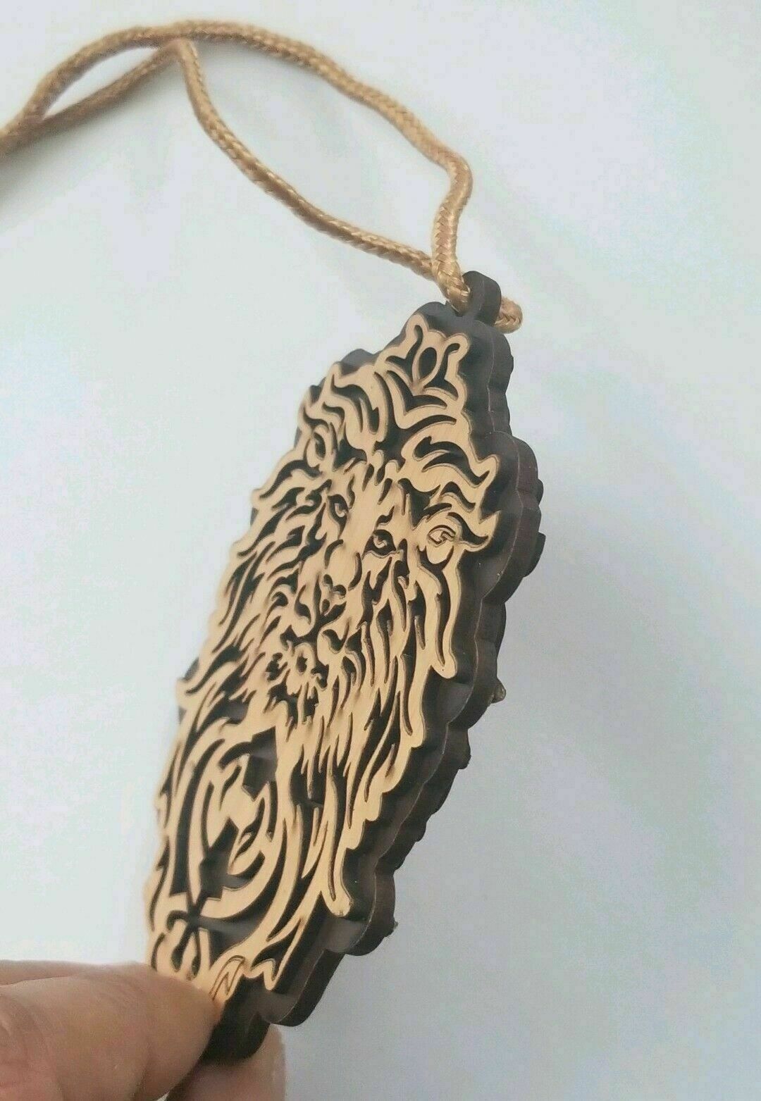 Punjabi Sikh Wooden Lion Khanda Stunning Pendant Evil Protection Car HANGER AAA1