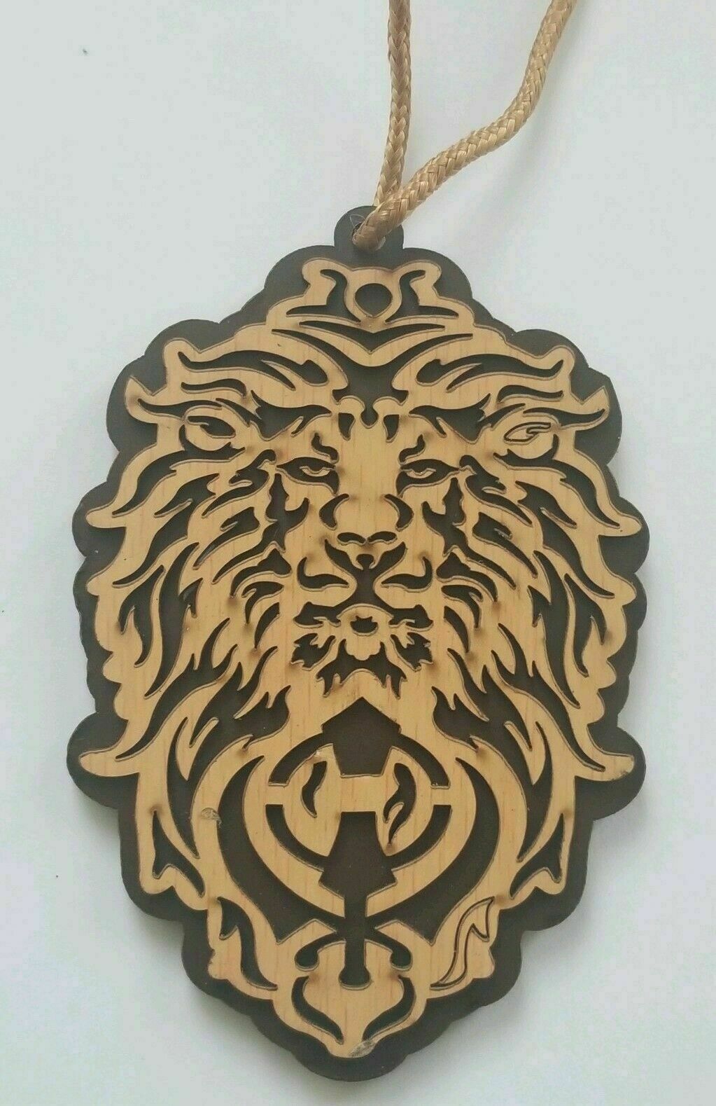 Punjabi Sikh Wooden Lion Khanda Stunning Pendant Evil Protection Car HANGER AAA1