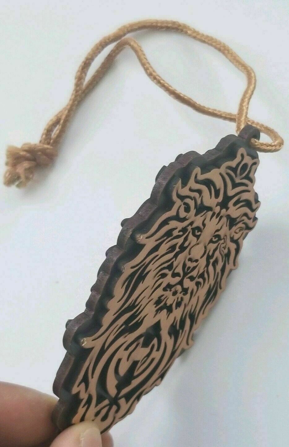 Punjabi Sikh Wooden Lion Khanda Stunning Pendant Evil Protection Car HANGER AAA1