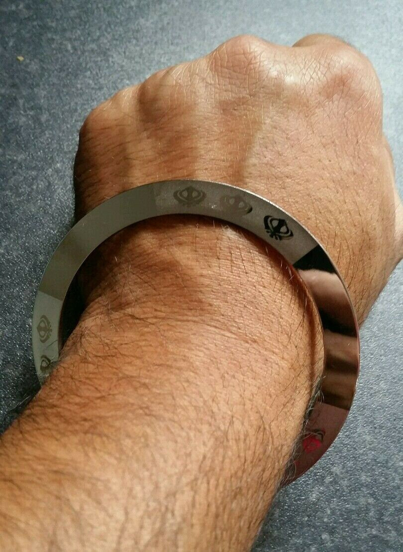 Silver plated laser engraved khandas sikh singh khalsa chakri kada bangle kara