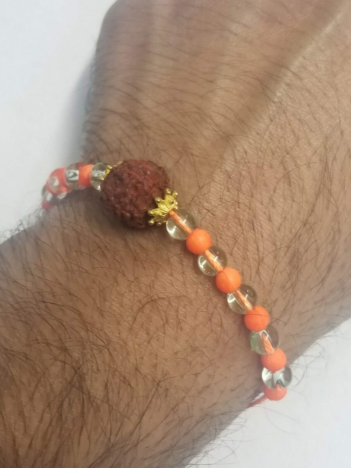 Real rudraksha bead evil eye protection hindu yogic talisman lucky bracelet ff13