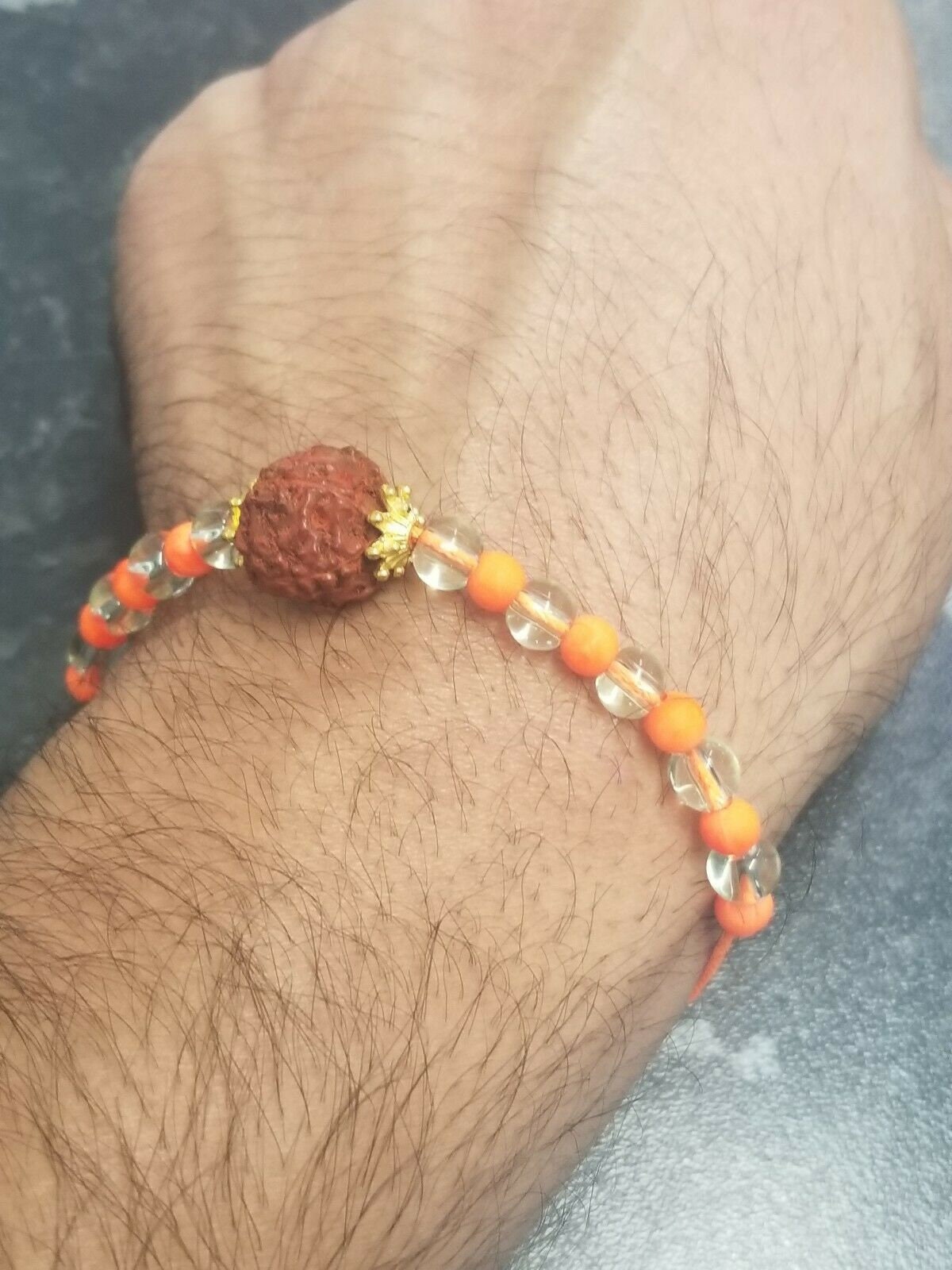 Real rudraksha bead evil eye protection hindu yogic talisman lucky bracelet ff13