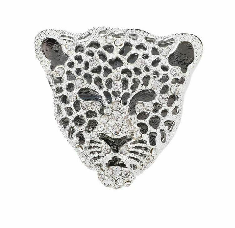 Stunning vintage look silver plated retro leopard celebrity brooch broach pin zs