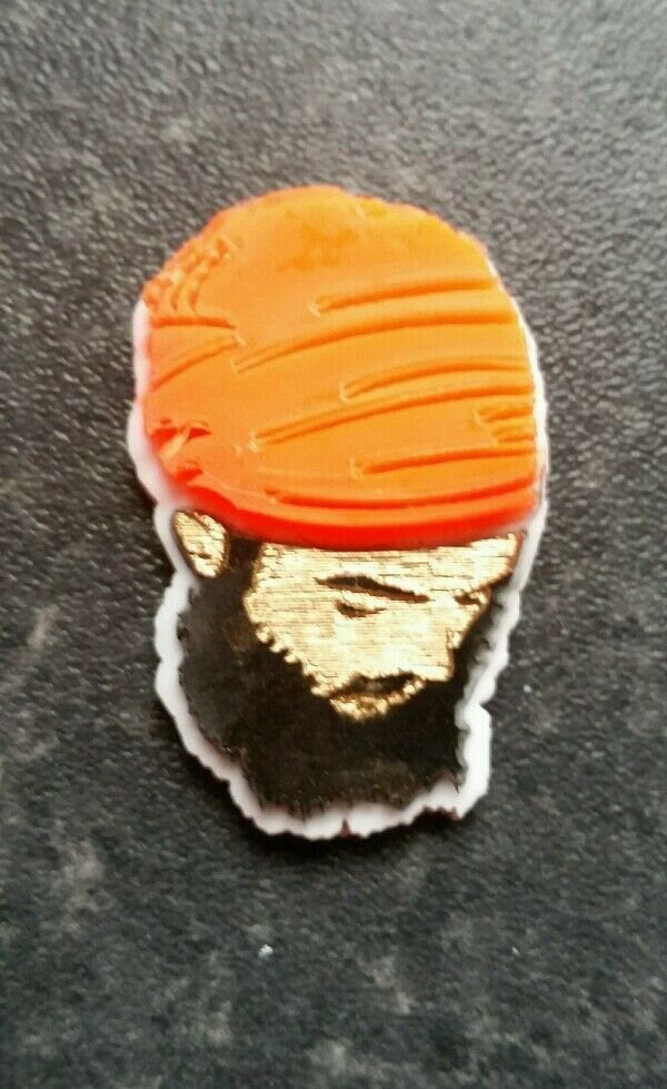 Sikh punjabi fateh orange dumala singh khalsa acrylic adhesive back sticker a6
