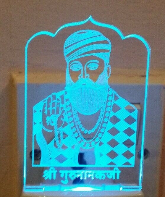 Led guru nanak night light lamp colour changing soft light religious sikh gift