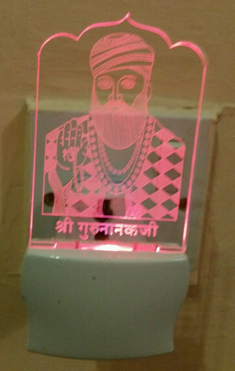 Led guru nanak night light lamp colour changing soft light religious sikh gift