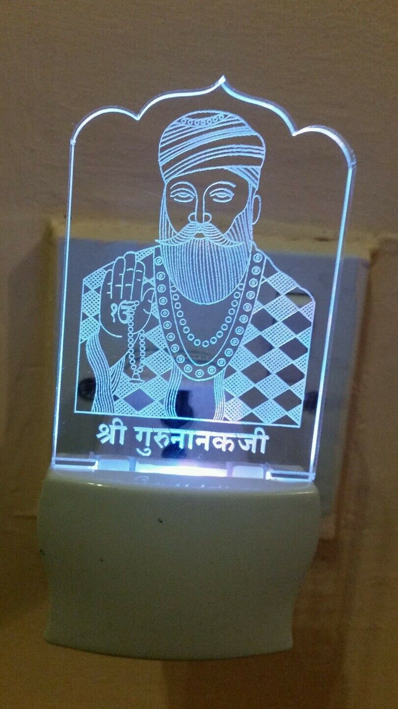 Led guru nanak night light lamp colour changing soft light religious sikh gift