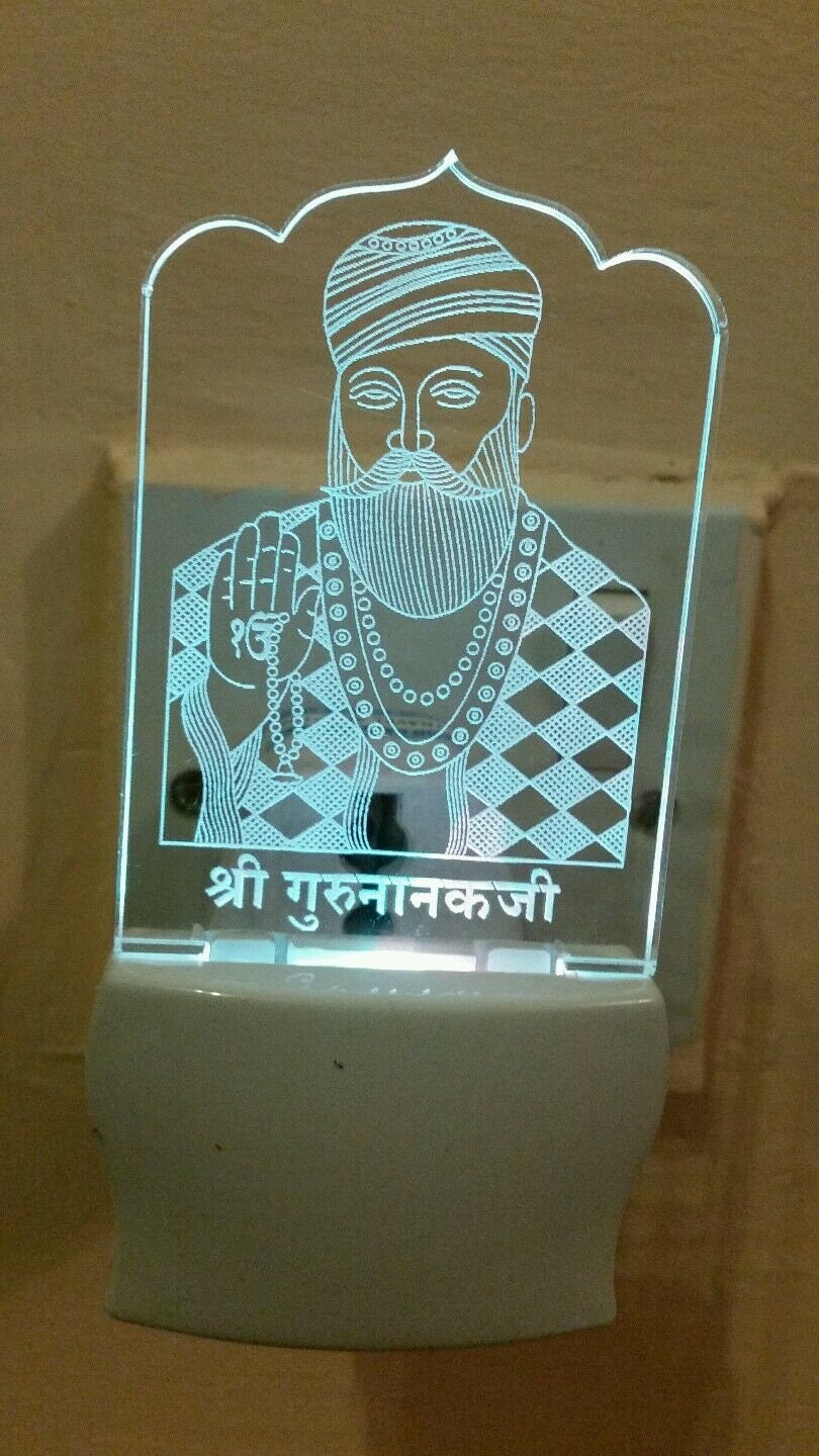 Led guru nanak night light lamp colour changing soft light religious sikh gift