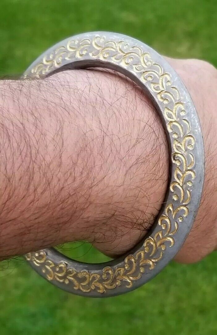 Sikh kara sarbloh floral engraved bangle singh kaur khalsa pure iron kada v8