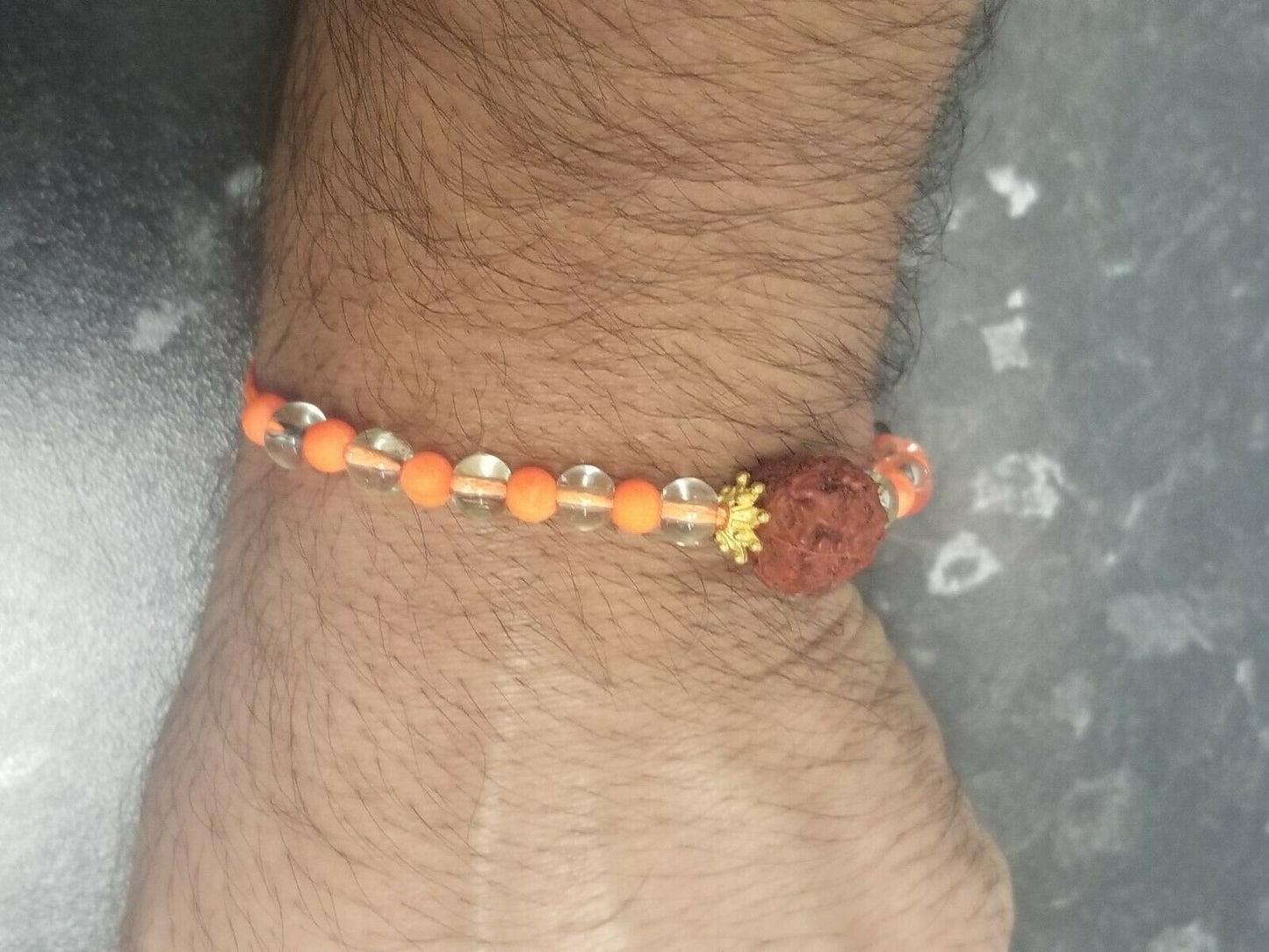 Real rudraksha bead evil eye protection hindu yogic talisman lucky bracelet ff13