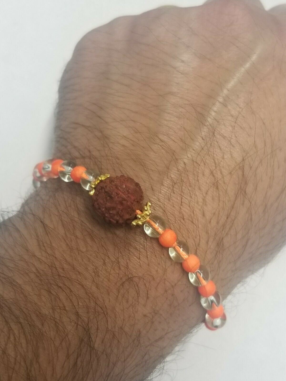 Real rudraksha bead evil eye protection hindu yogic talisman lucky bracelet ff13