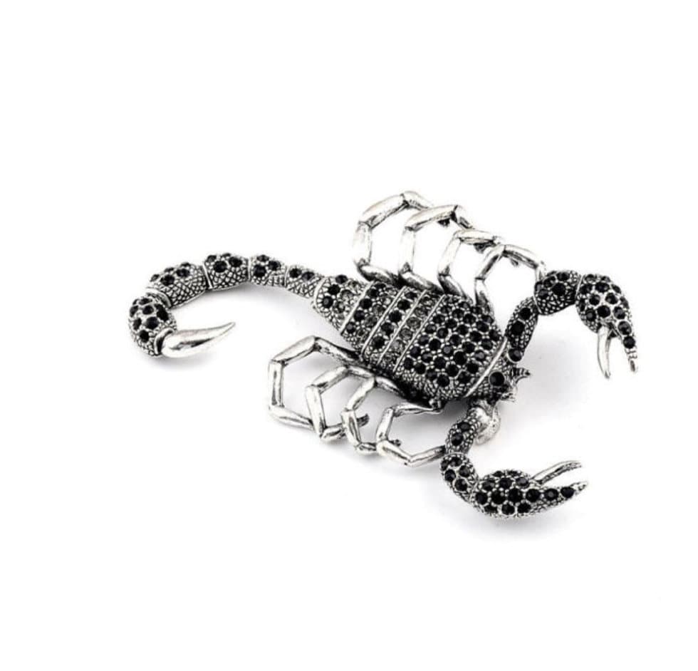 Valentine scorpion brooch vintage look celebrity broach silver plated pin ggg90