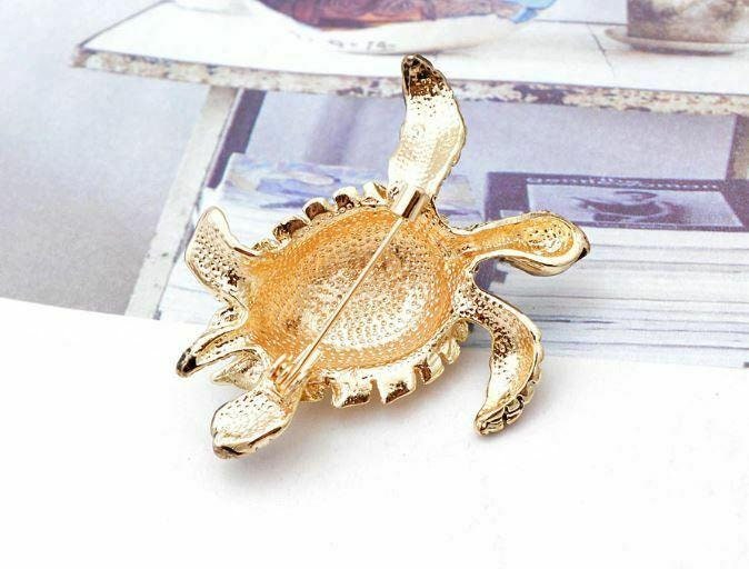 Stunning vintage look gold plated retro tortoise celebrity brooch broach pin f17