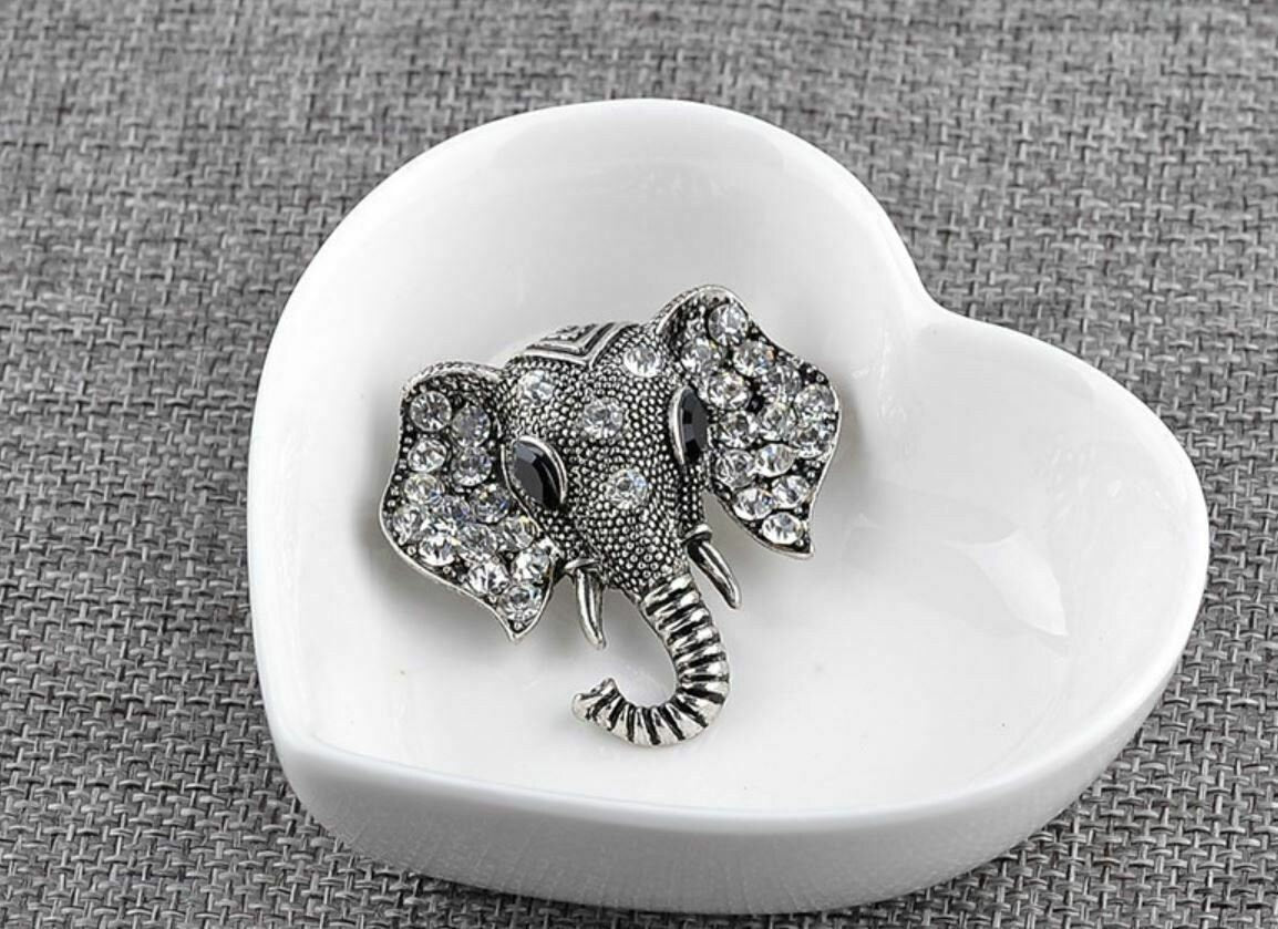 Stunning vintage look silver plated ganesh hindu brooch elephant broach pin f28