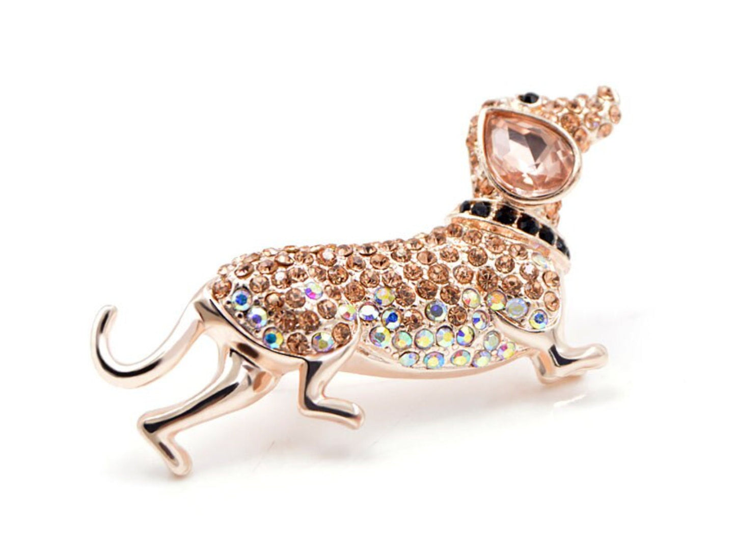 Stunning vintage look rose gold plated retro dog celebrity brooch broach pin gg9